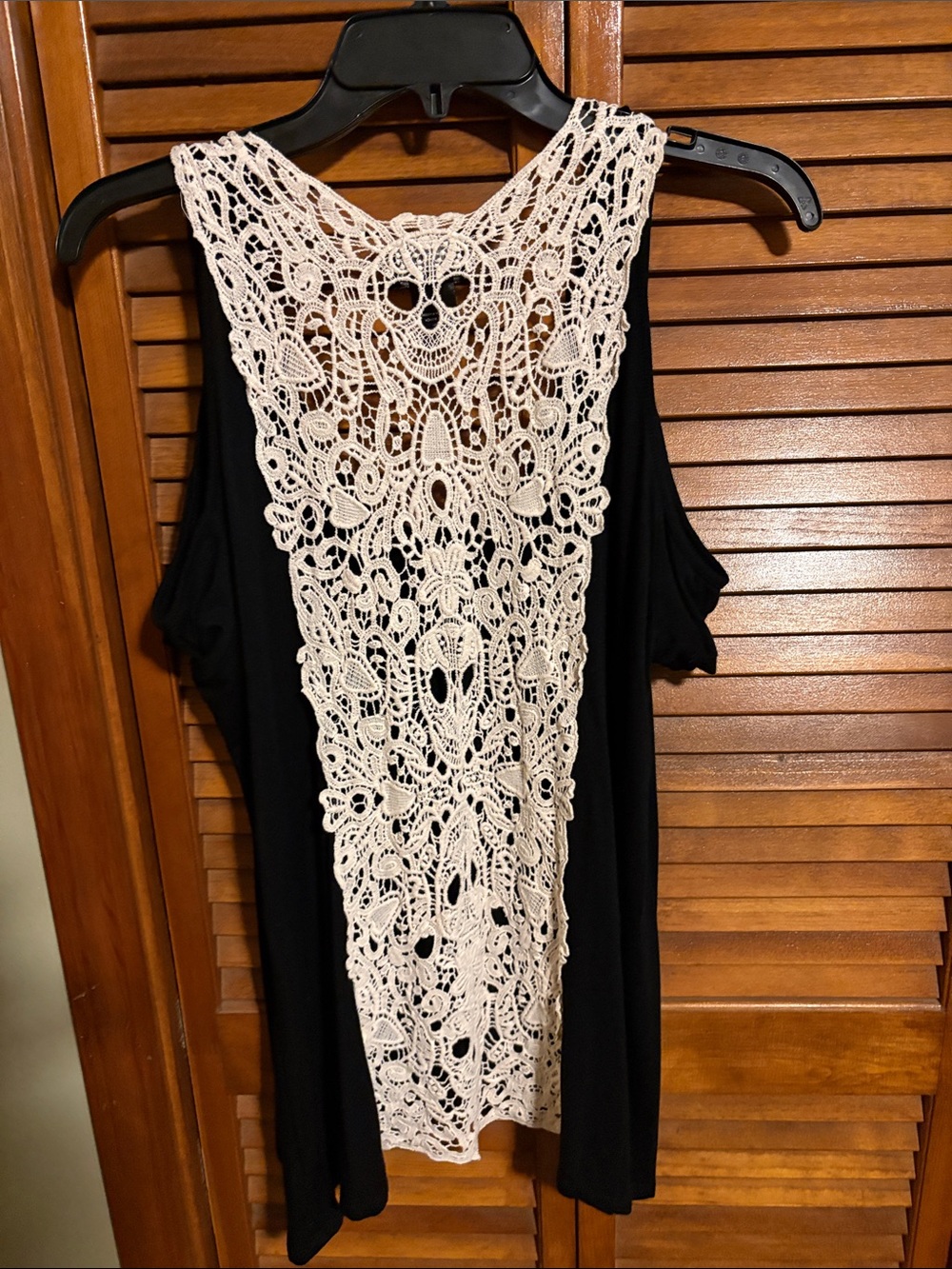 Midnight Hour Black Tank with Cream Crochet Racerback - Picture 3 of 3